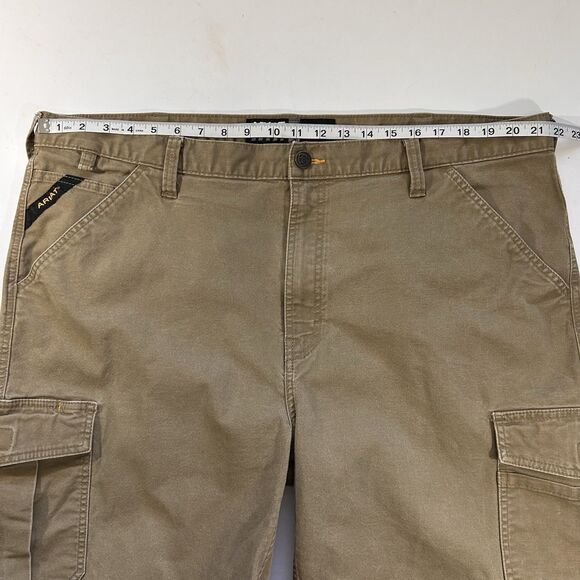 ARIAT Rebar M4 Cargo Shorts Mens 42 Relaxed‎ Fit Canvas Utility Work Field Khaki - Picture 11 of 13